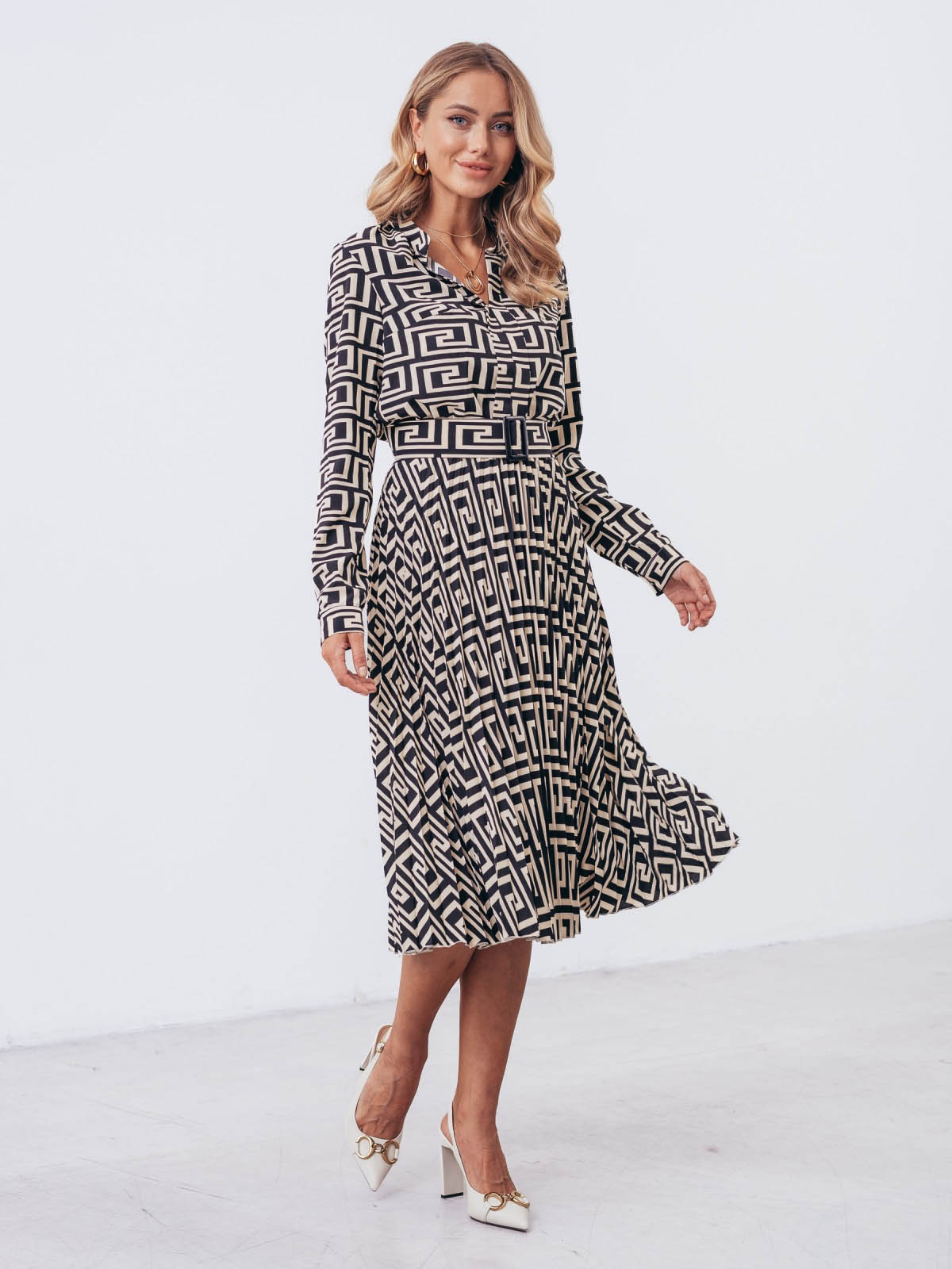 Плаття чорно-біле зі спідницею-плісе в принт | 71569 Плаття чорно-біле зі спідницею-плісе в принт | 71569
