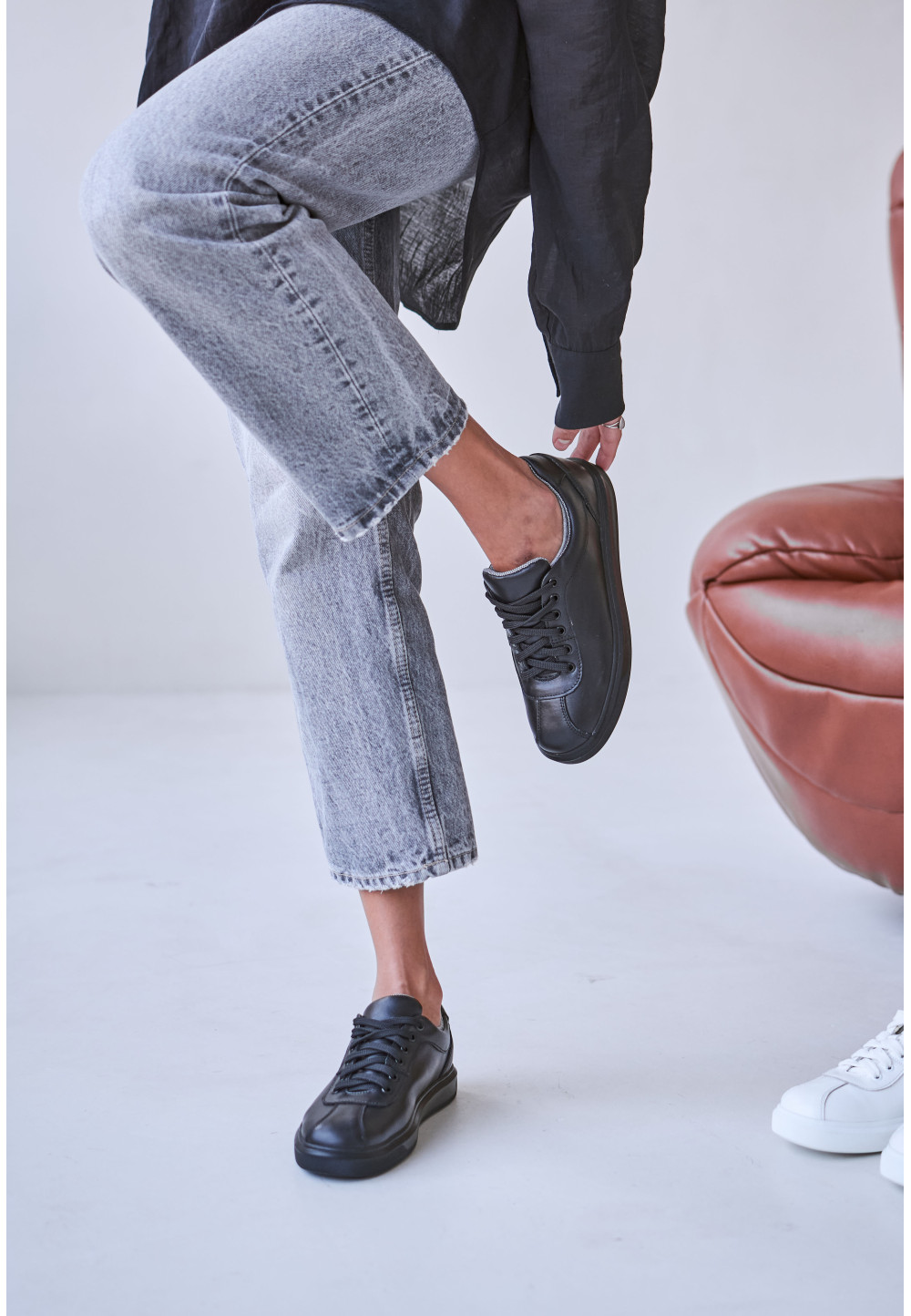 Класичні шкіряні кеди чорні | 71438 Класичні шкіряні кеди чорні | 71438