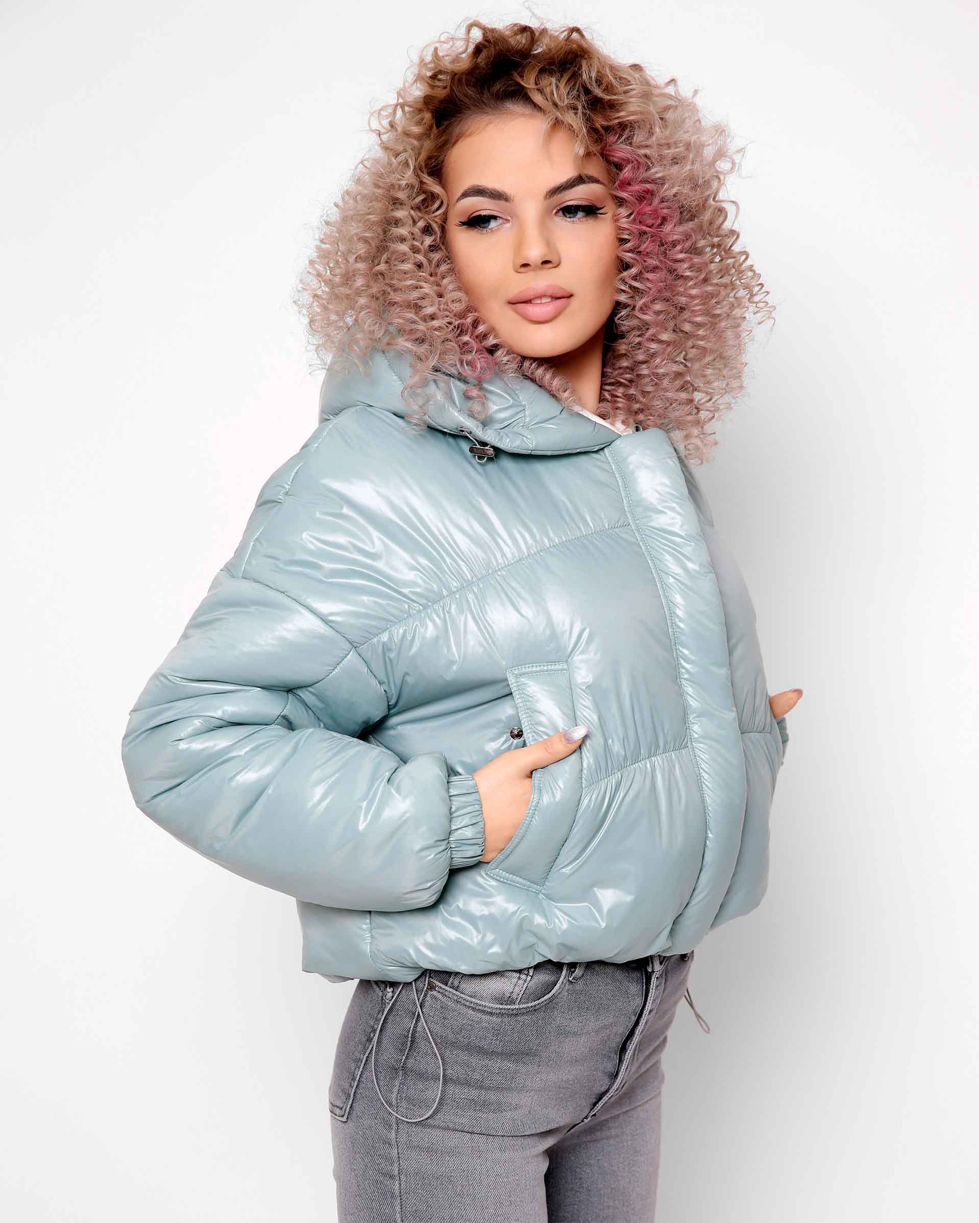 Жіноча куртка демісезонна коротка м'ятна | 71786 Жіноча куртка демісезонна коротка м'ятна | 71786