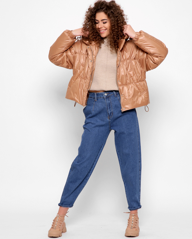 Куртка демісезонна коротка темно-бежева | 71764 Куртка демісезонна коротка темно-бежева | 71764