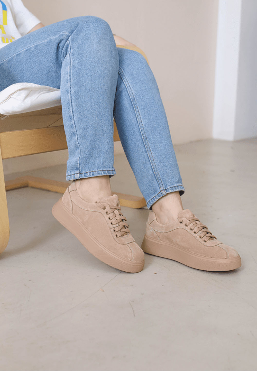 Кеди замшеві бежево-рожеві | 71450