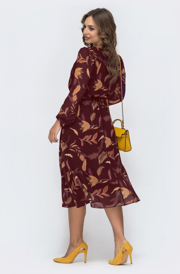 Шифонове плаття бордове в принт | 71595