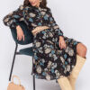 Плаття-сорочка чорне міді у квітчастий принт | 71272 Плаття-сорочка чорне міді у квітчастий принт | 71272