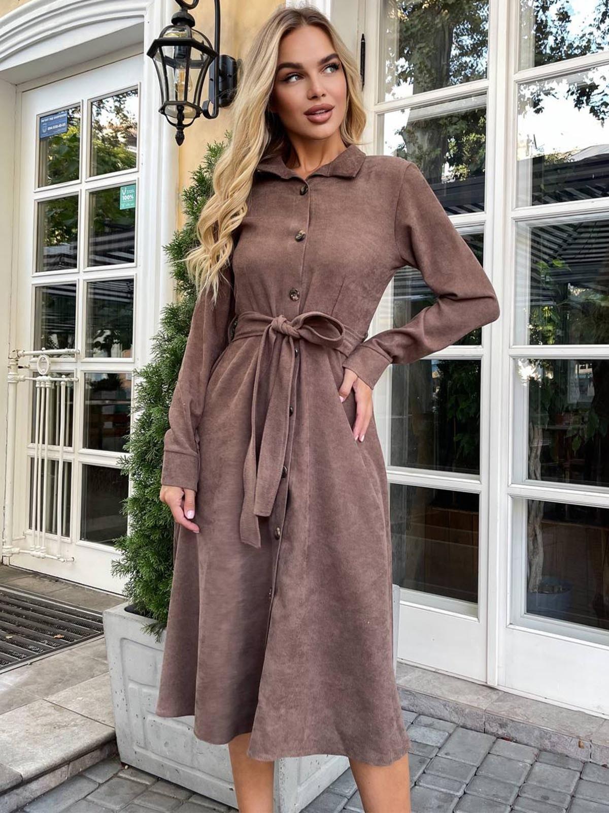 Вельветова сукня-сорочка коричнева | 72080 Вельветова сукня-сорочка коричнева | 72080