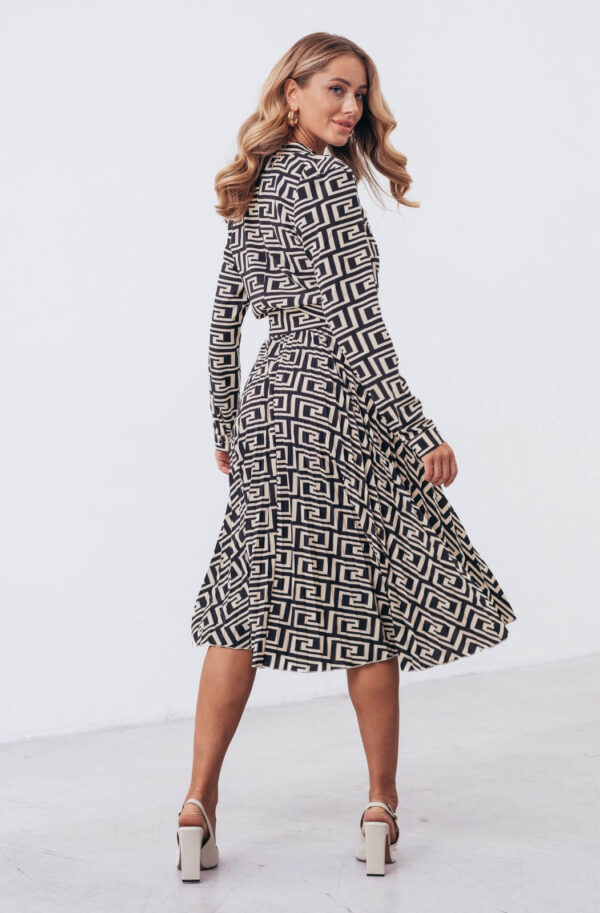 Плаття чорно-біле зі спідницею-плісе в принт | 71569