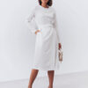 Трикотажна сукня-футляр молочна із розрізом | 72400 Трикотажна сукня-футляр молочна із розрізом | 72400