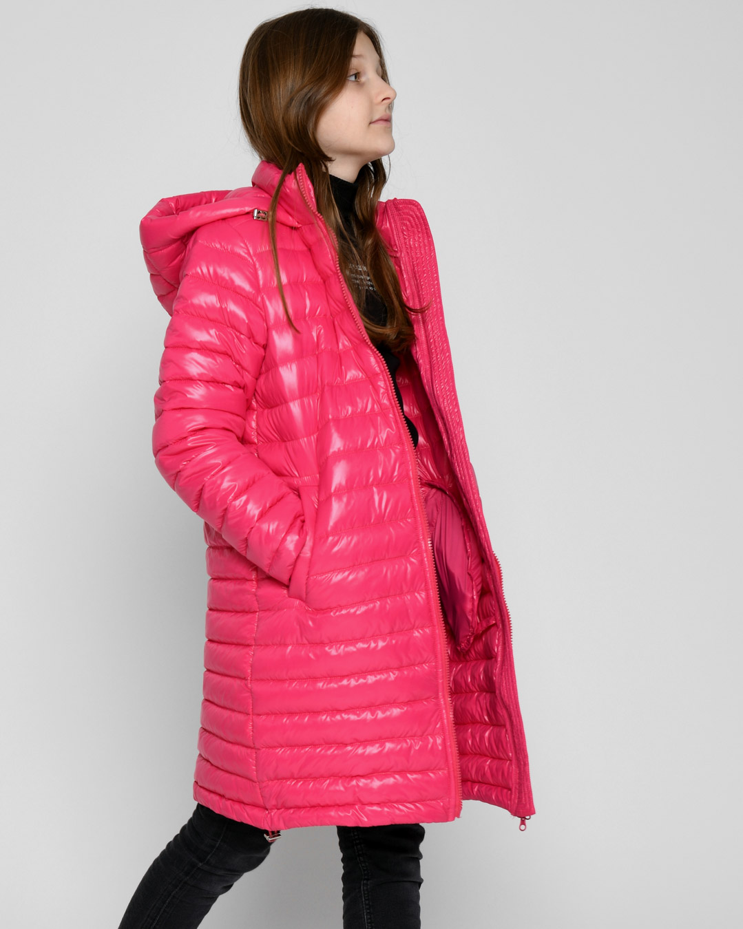 Дитяча демісезонна куртка стьобана малинова | 71981