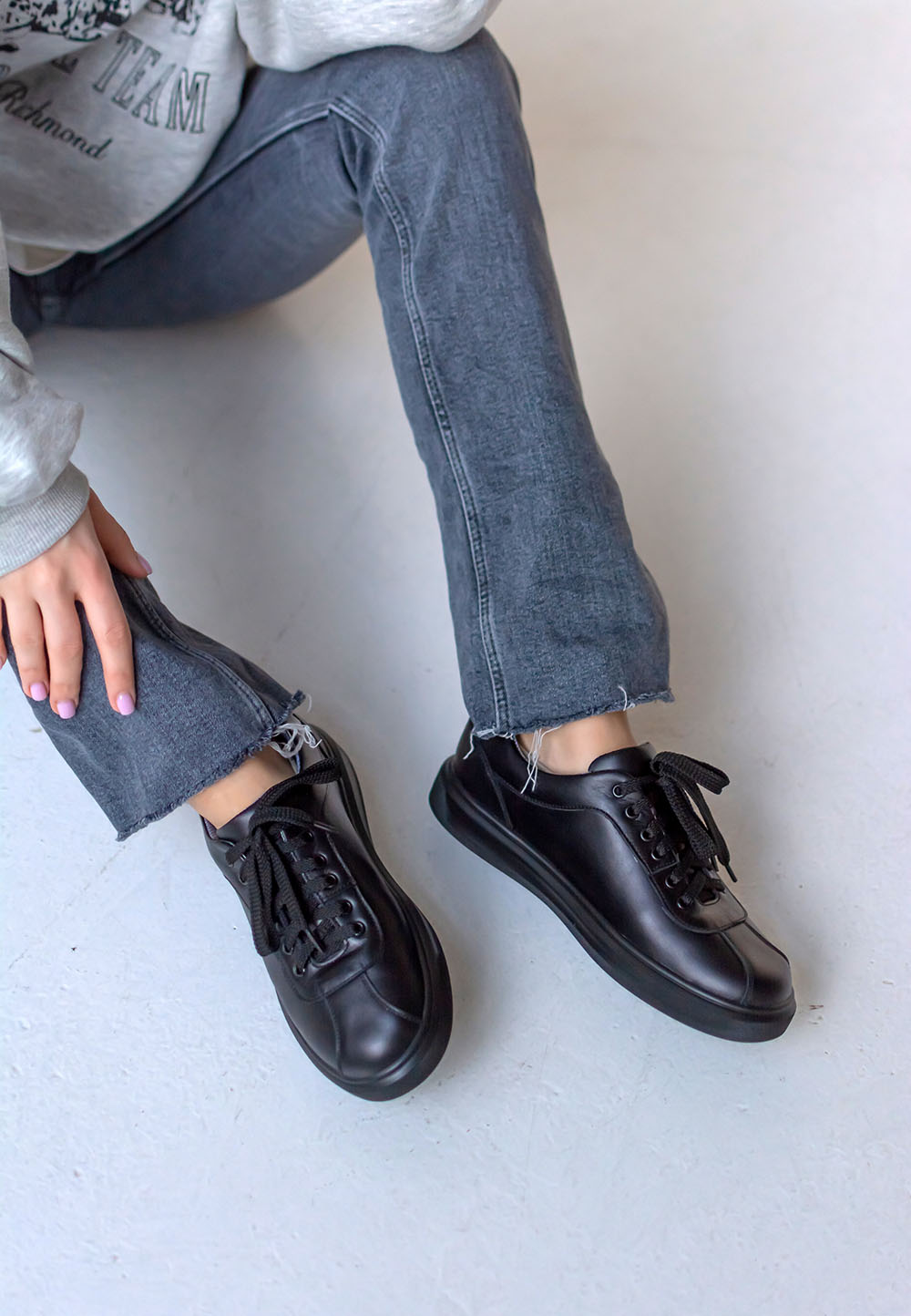 Класичні шкіряні кеди чорні | 71438 Класичні шкіряні кеди чорні | 71438