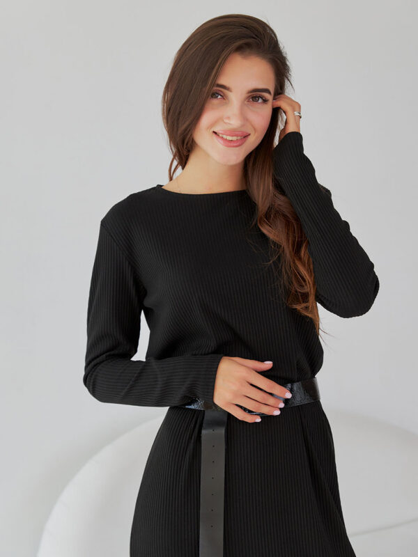 Трикотажна сукня чорна міді довжини | 71736