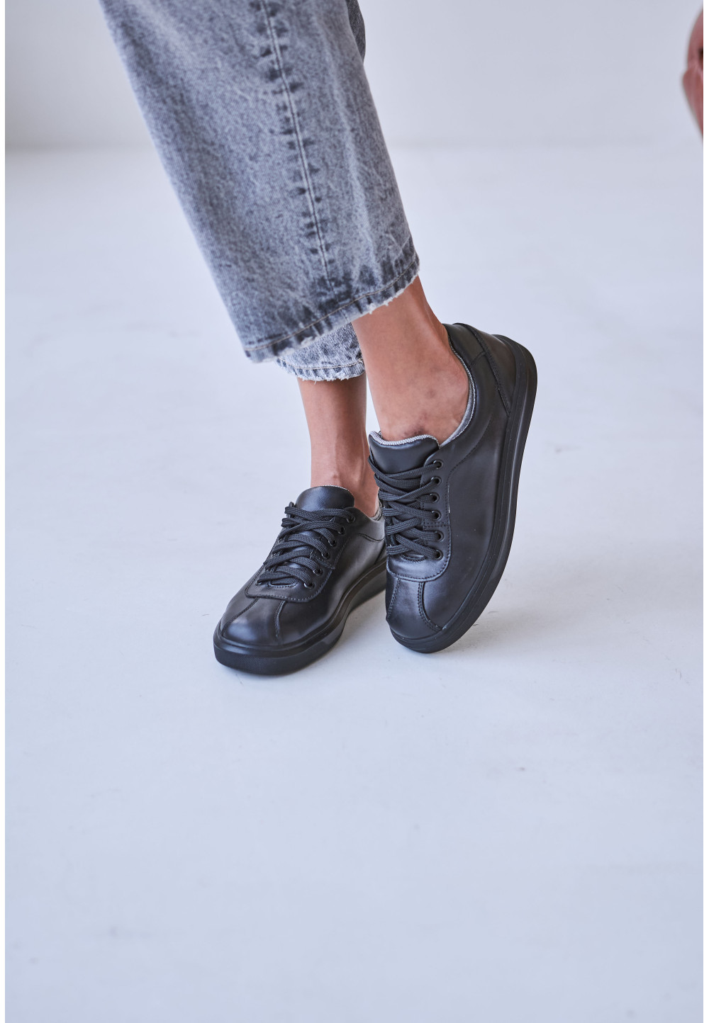 Класичні шкіряні кеди чорні | 71438 Класичні шкіряні кеди чорні | 71438