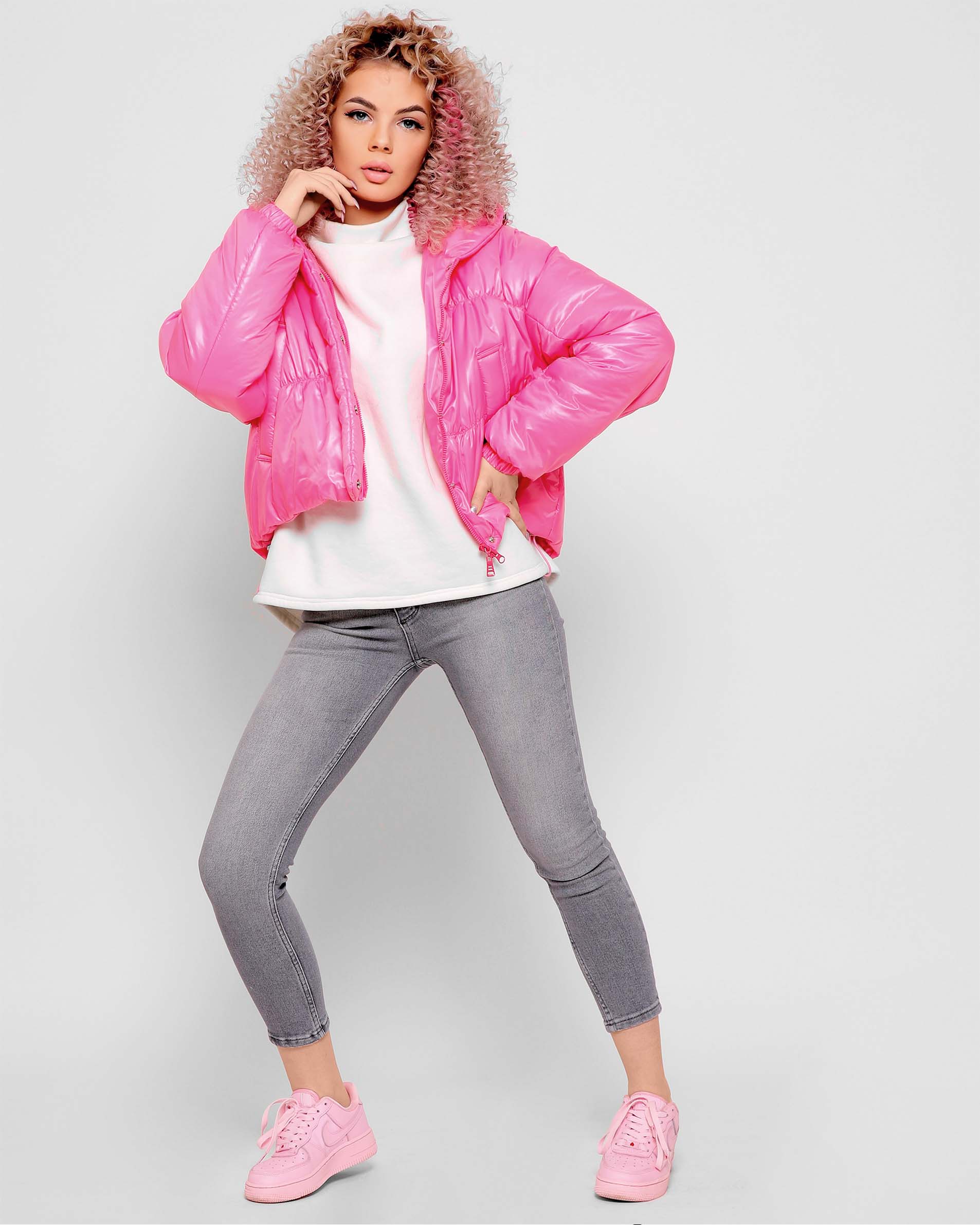 Куртка демісезонна коротка малинова | 71796