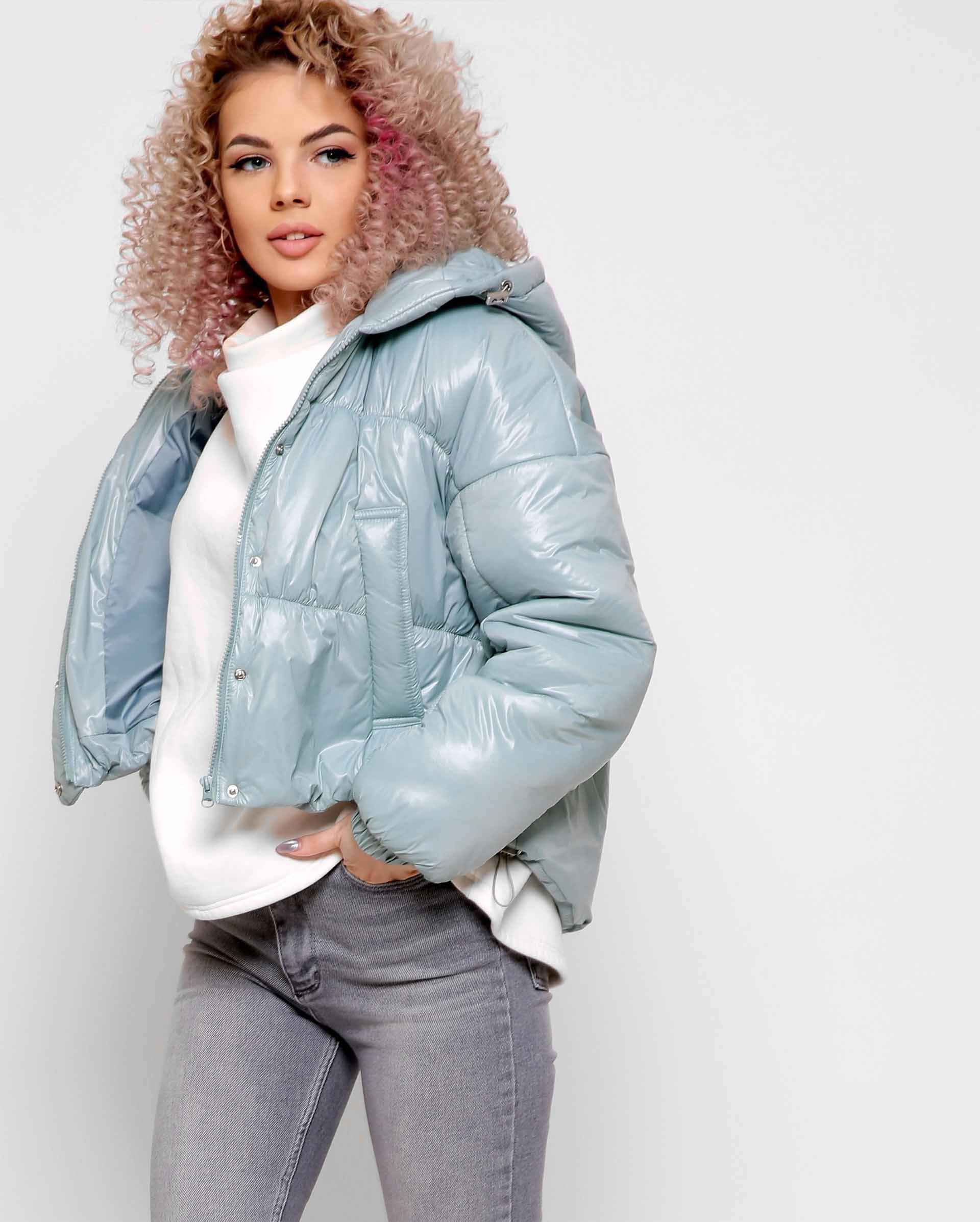 Жіноча куртка демісезонна коротка м'ятна | 71786 Жіноча куртка демісезонна коротка м'ятна | 71786