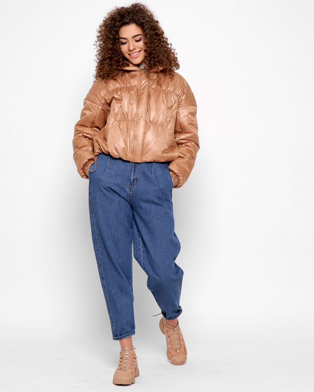 Куртка демісезонна коротка темно-бежева | 71764 Куртка демісезонна коротка темно-бежева | 71764