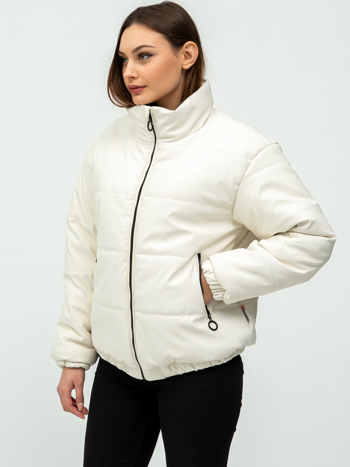 Демісезонна куртка молочна з екошкіри | 72424