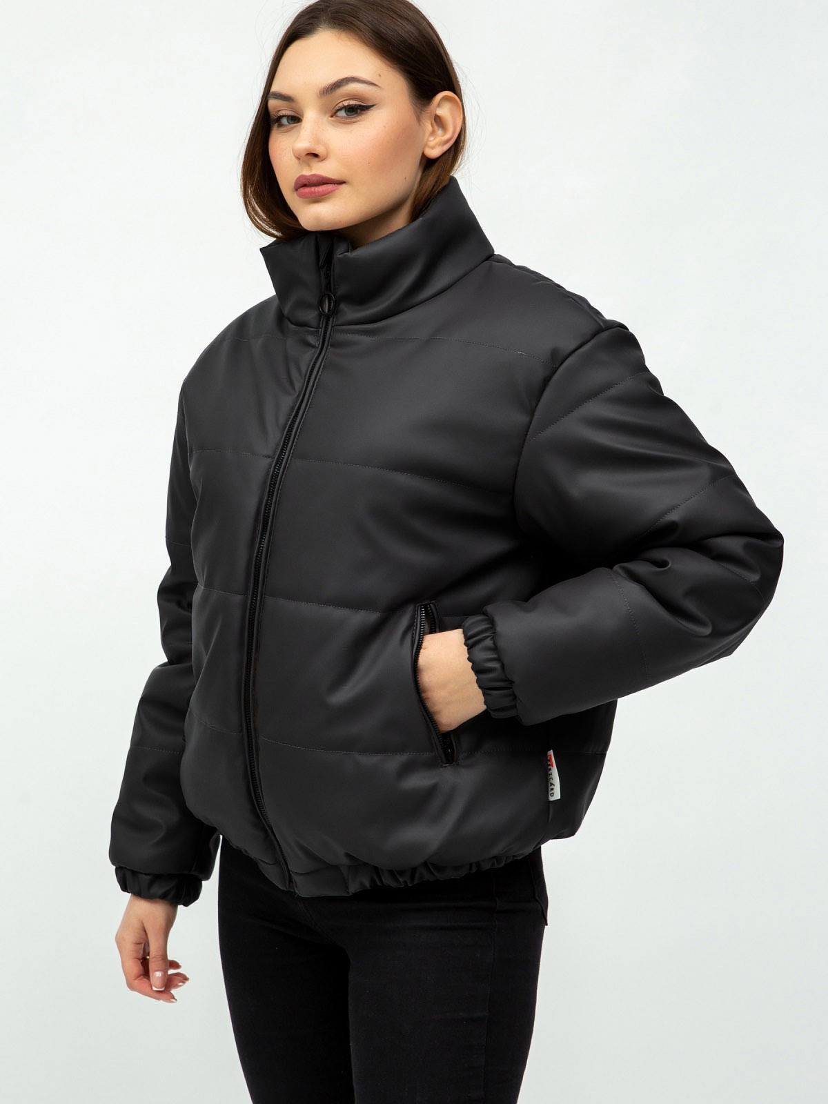 Демісезонна куртка чорна з екошкіри | 70948