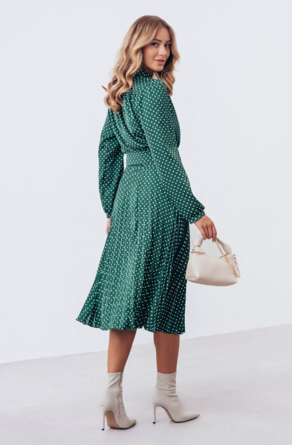 Плісирована сукня-кльош зелена в принт | 72072