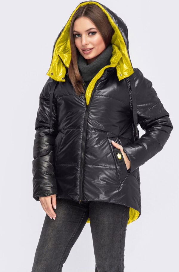 Демісезонна куртка чорно-жовта з каптуром | 72222