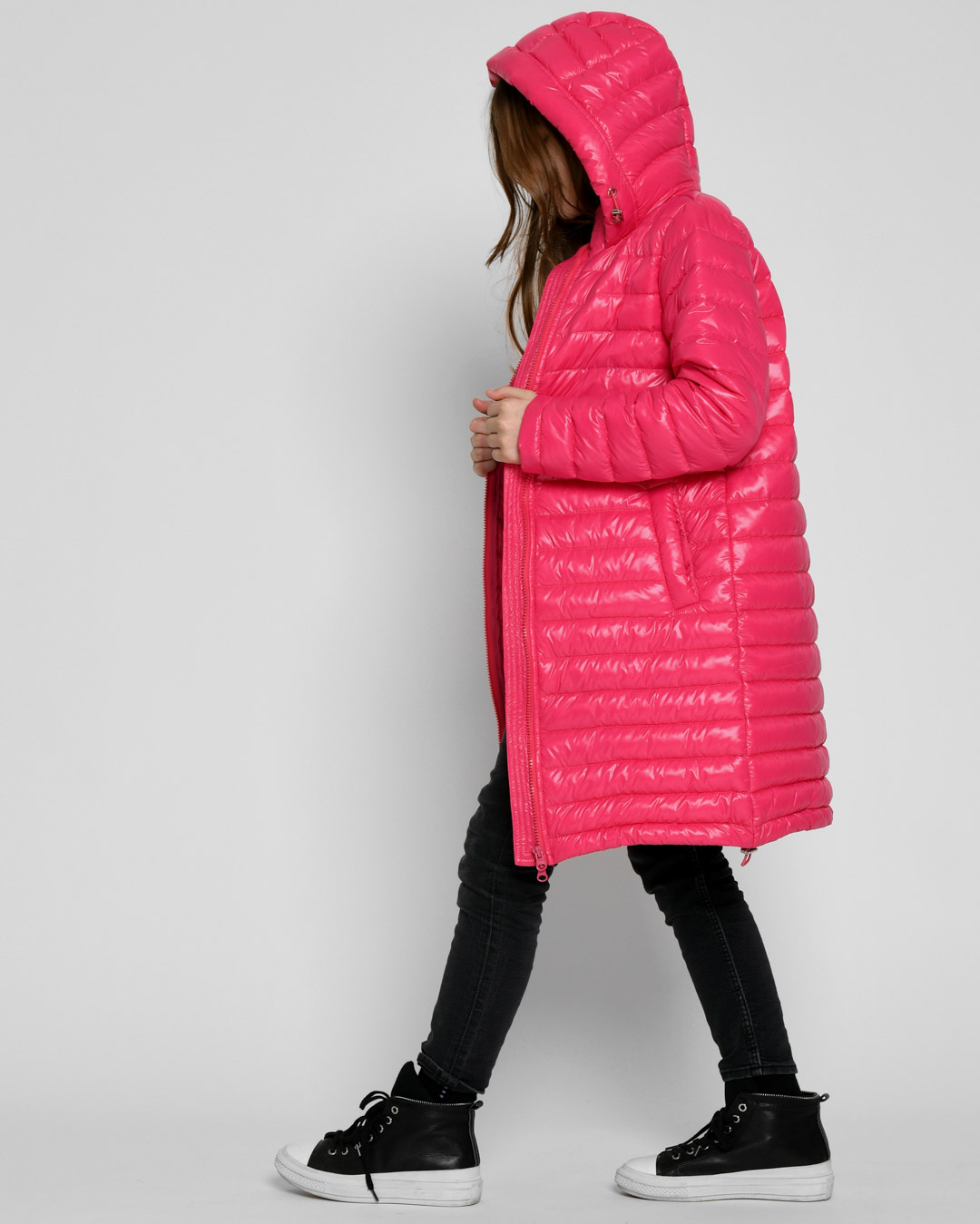 Дитяча демісезонна куртка стьобана малинова | 71981