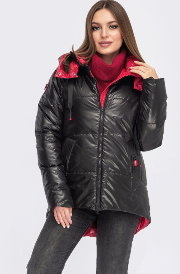 Демісезонна куртка чорна з каптуром | 70932