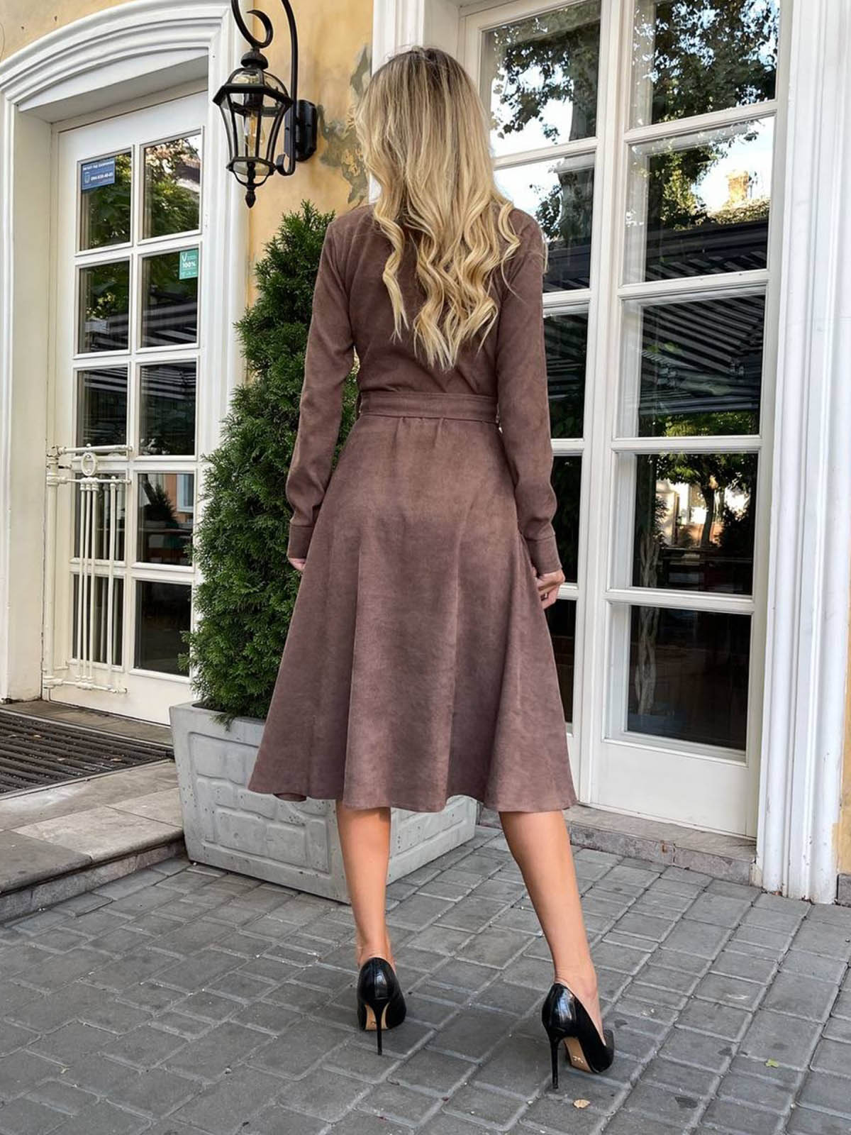 4-1693556544-4 Вельветова сукня-сорочка коричнева | 72080 1