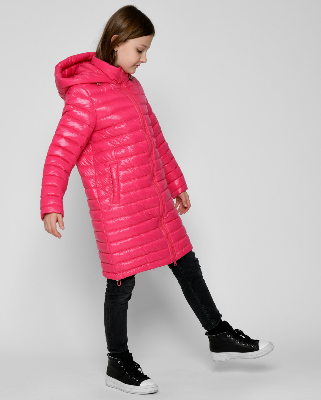 Дитяча демісезонна куртка стьобана малинова | 71981
