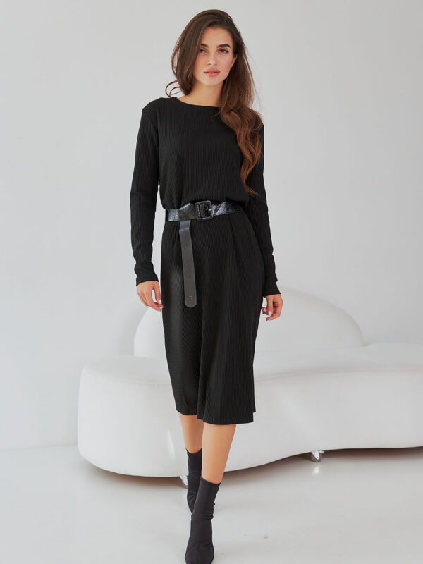 Трикотажна сукня чорна міді довжини | 71736