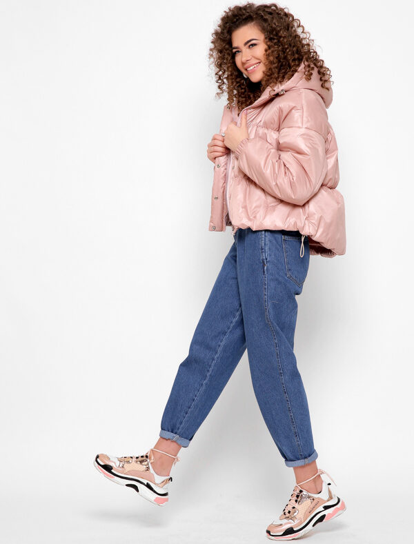 Жіноча куртка демісезонна коротка пудрова | 71754