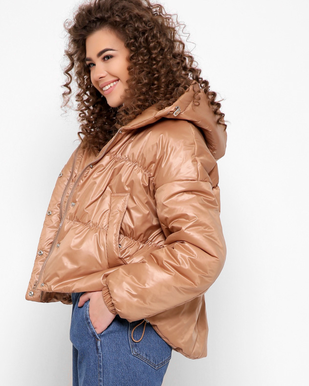 Куртка демісезонна коротка темно-бежева | 71764 Куртка демісезонна коротка темно-бежева | 71764