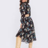 Плаття-сорочка чорне міді у квітчастий принт | 71272 Плаття-сорочка чорне міді у квітчастий принт | 71272