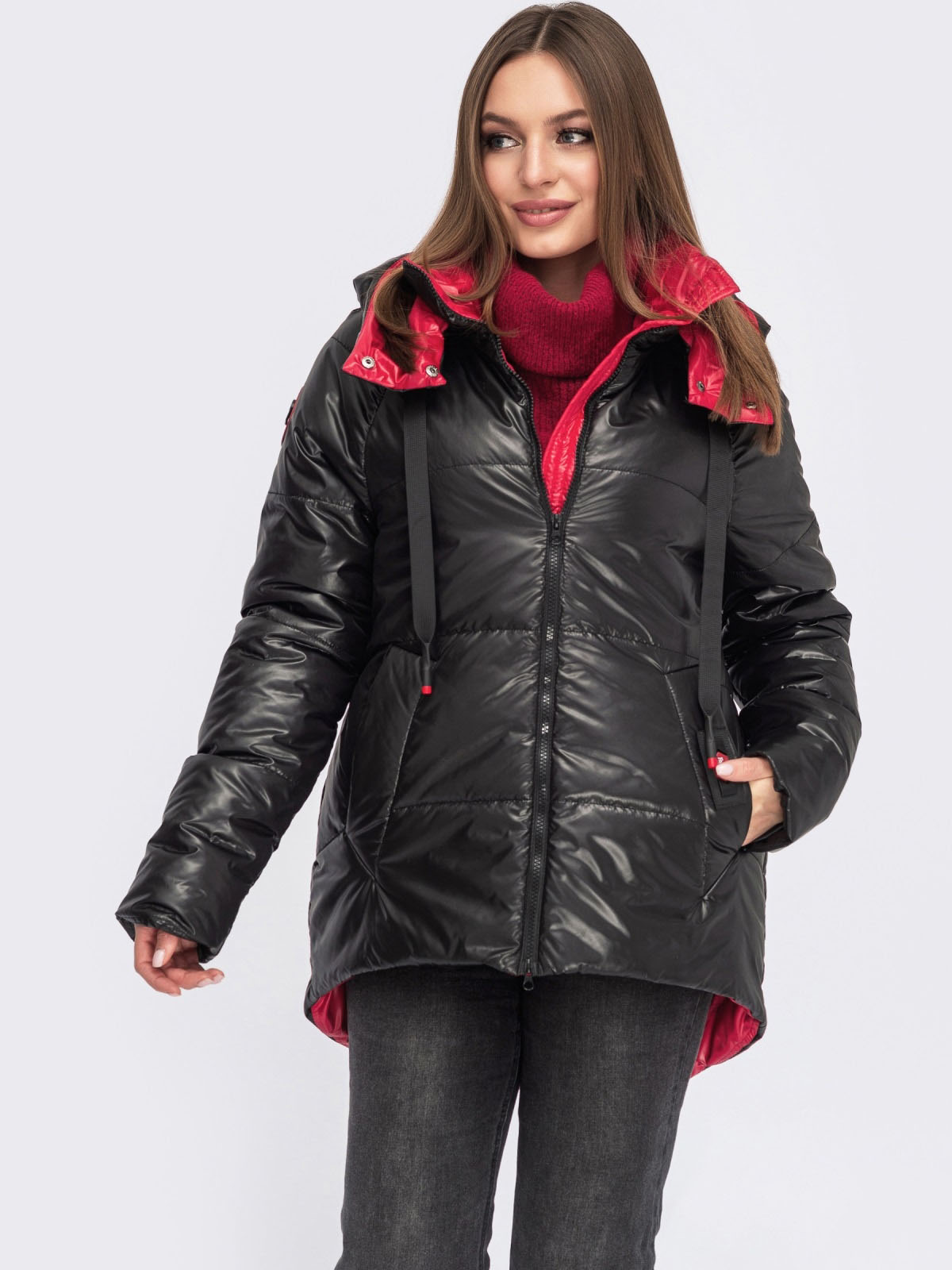 Демісезонна куртка чорна з каптуром | 70932 Демісезонна куртка чорна з каптуром | 70932