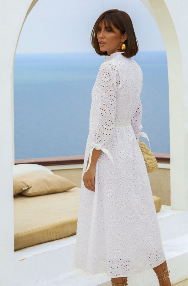 Плаття-сорочка з прошви молочне | 71175