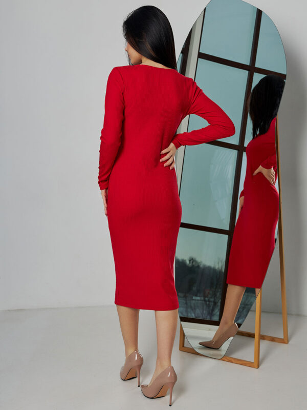 Трикотажна сукня-футляр червона | 71069