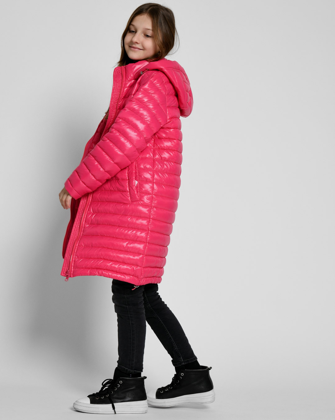 Дитяча демісезонна куртка стьобана малинова | 71981