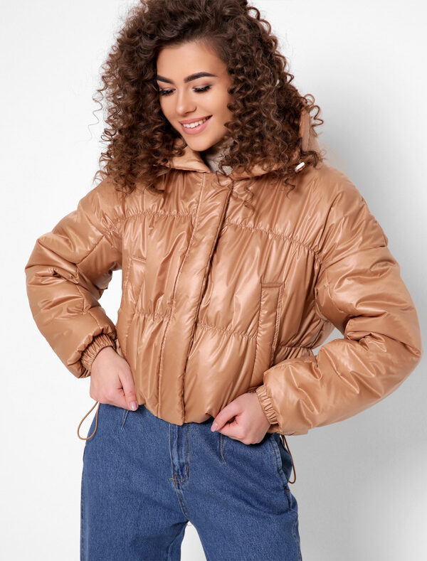 Куртка демісезонна коротка темно-бежева | 71764