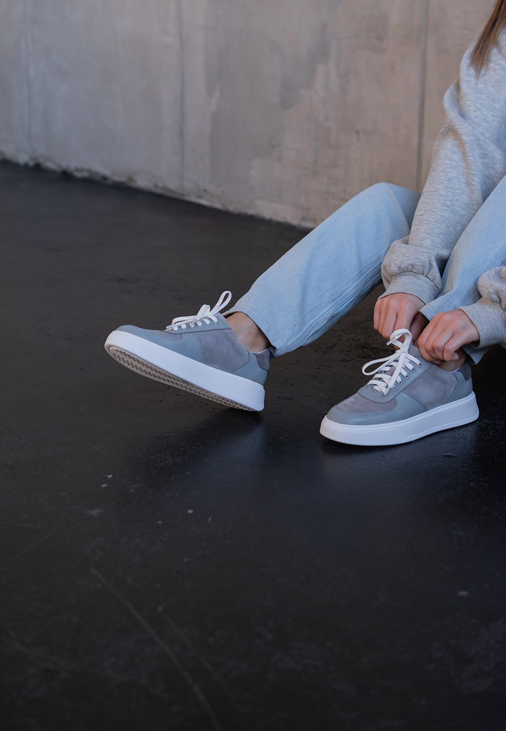 Замшеві кеди сірі зі шкіряними вставками | 71496