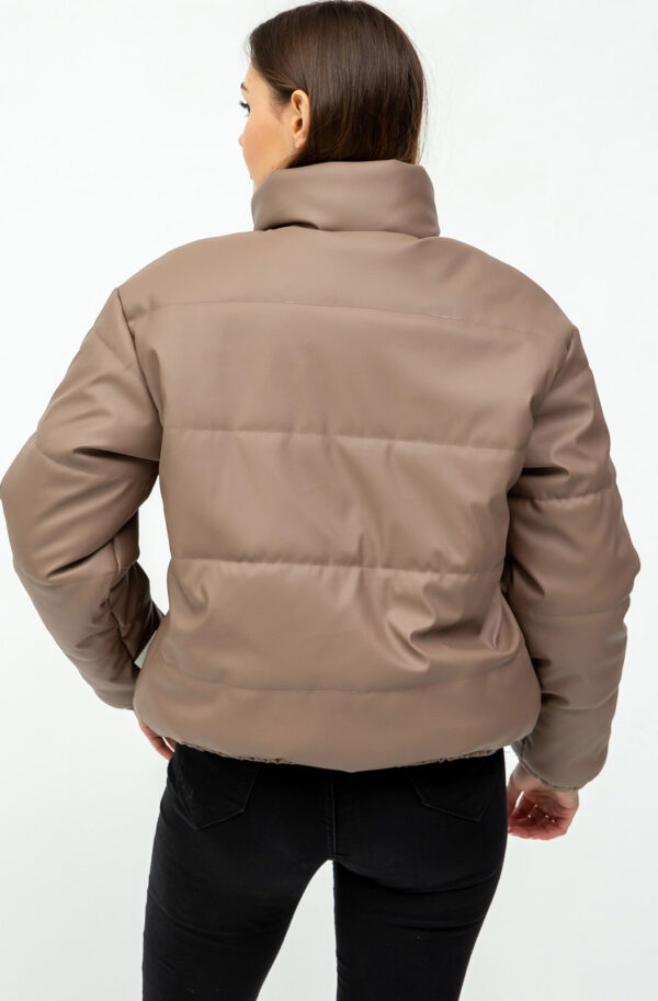 Демісезонна куртка бежева з екошкіри | 72412