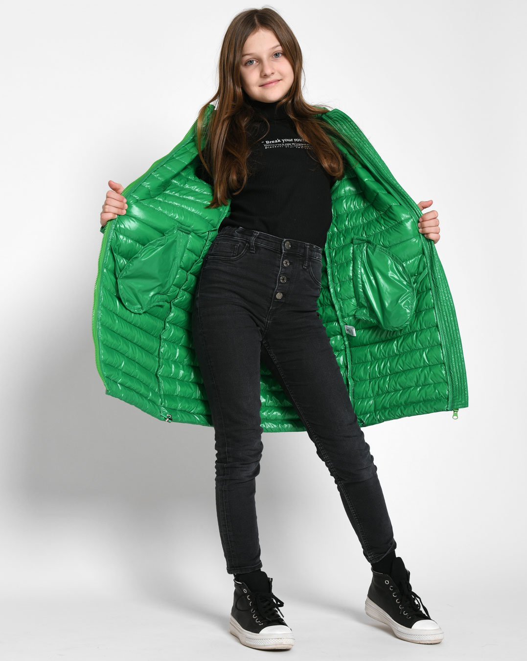 Дитяча демісезонна куртка стьобана зелена | 71935 Дитяча демісезонна куртка стьобана зелена | 71935