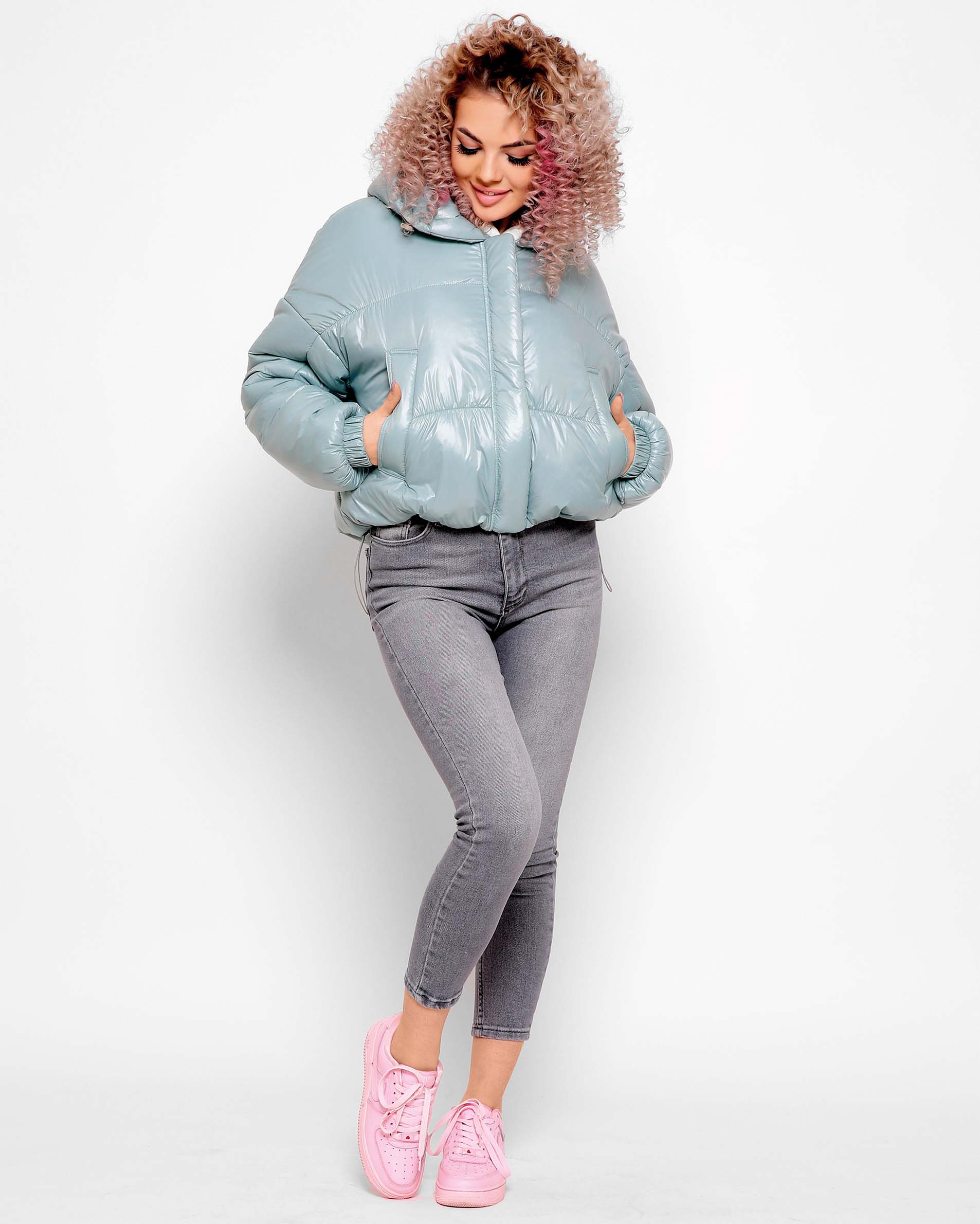 Жіноча куртка демісезонна коротка м'ятна | 71786 Жіноча куртка демісезонна коротка м'ятна | 71786