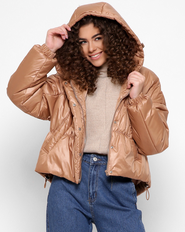 Куртка демісезонна коротка темно-бежева | 71764 Куртка демісезонна коротка темно-бежева | 71764