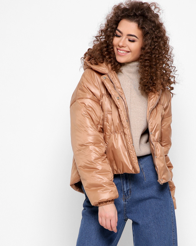 Куртка демісезонна коротка темно-бежева | 71764 Куртка демісезонна коротка темно-бежева | 71764