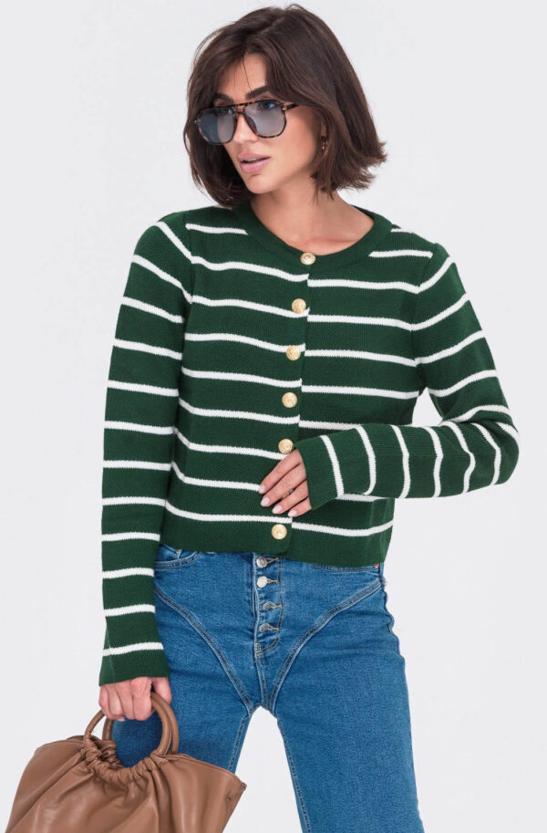 Кофта темно-зелена у смужку | 72912