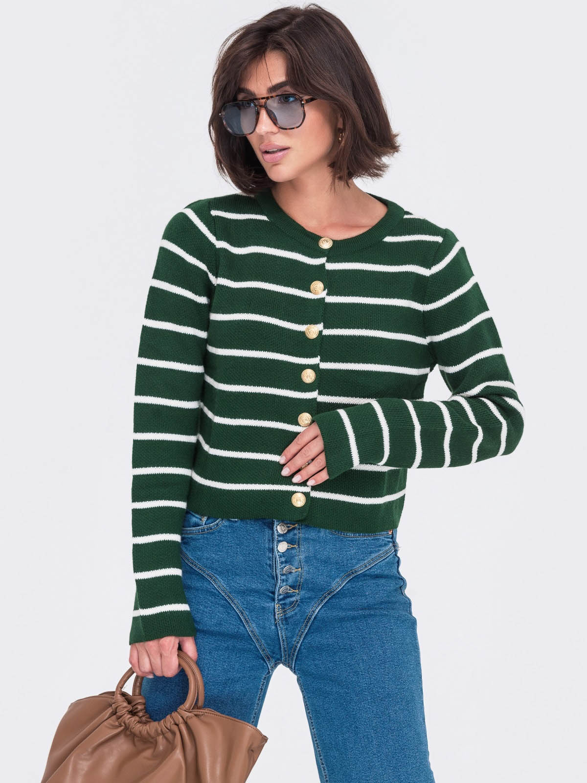 Кофта темно-зелена у смужку | 72912