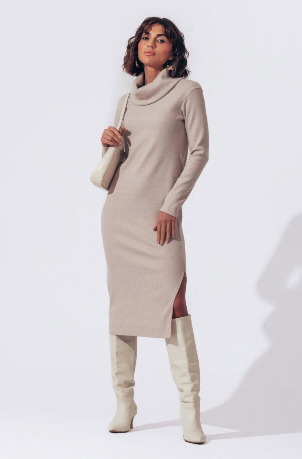 Тепла сукня кремова з додаванням вовни | 73526