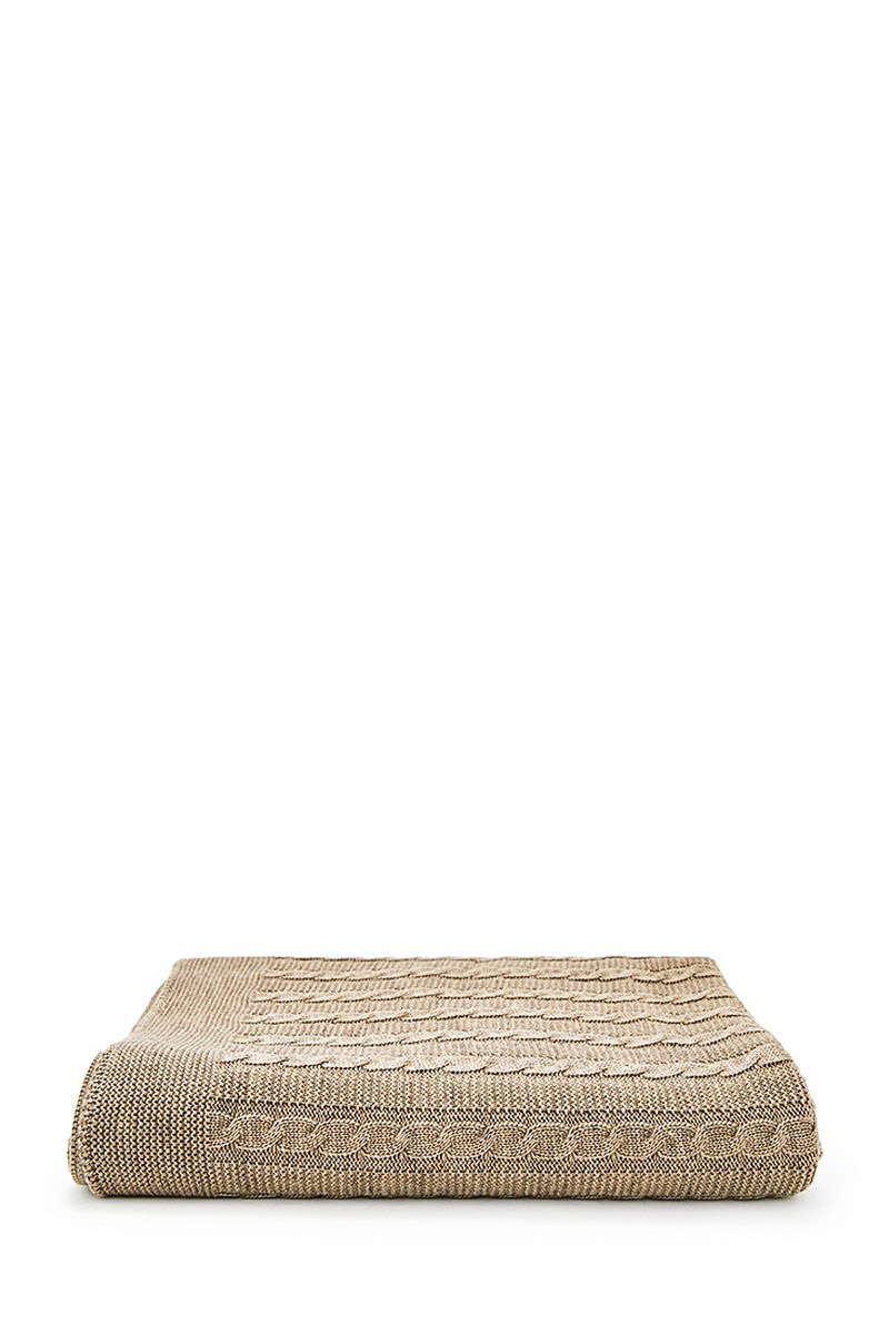 Плед двосторонній темно-бежевий 180х130 | 73090