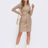 Бежева прилегла сукня з екошкіри | 73499 Бежева прилегла сукня з екошкіри | 73499