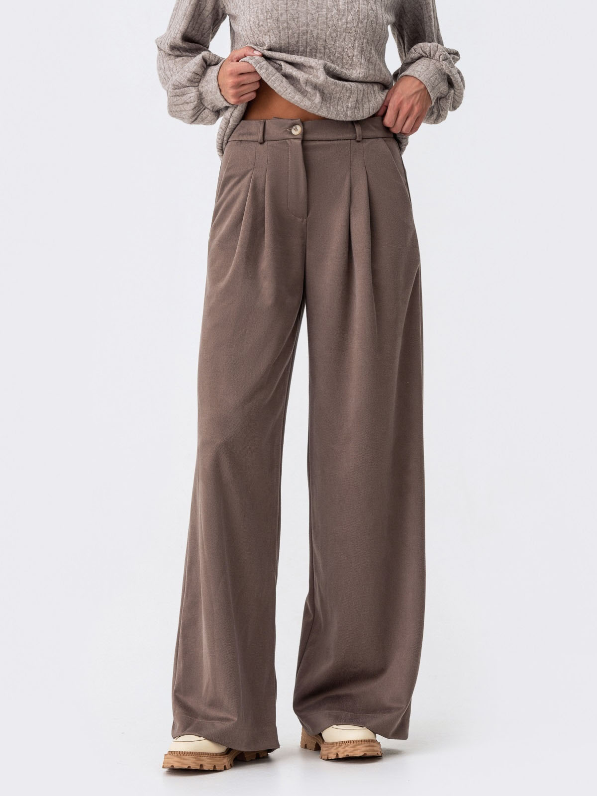 Штани палаццо замшеві коричневі | 72527 Штани палаццо замшеві коричневі | 72527