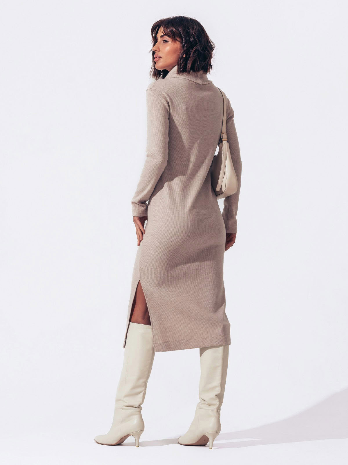 Тепла сукня кремова з додаванням вовни | 73526