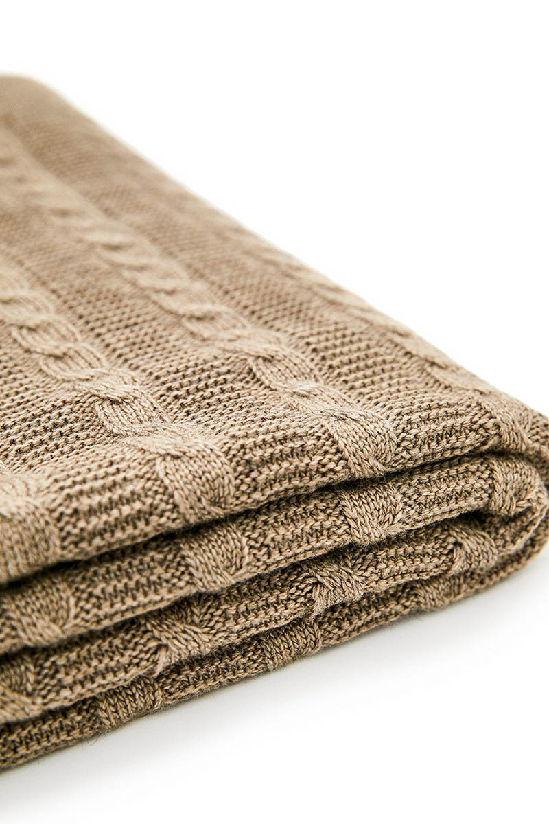 Плед двосторонній темно-бежевий 180х130 | 73090