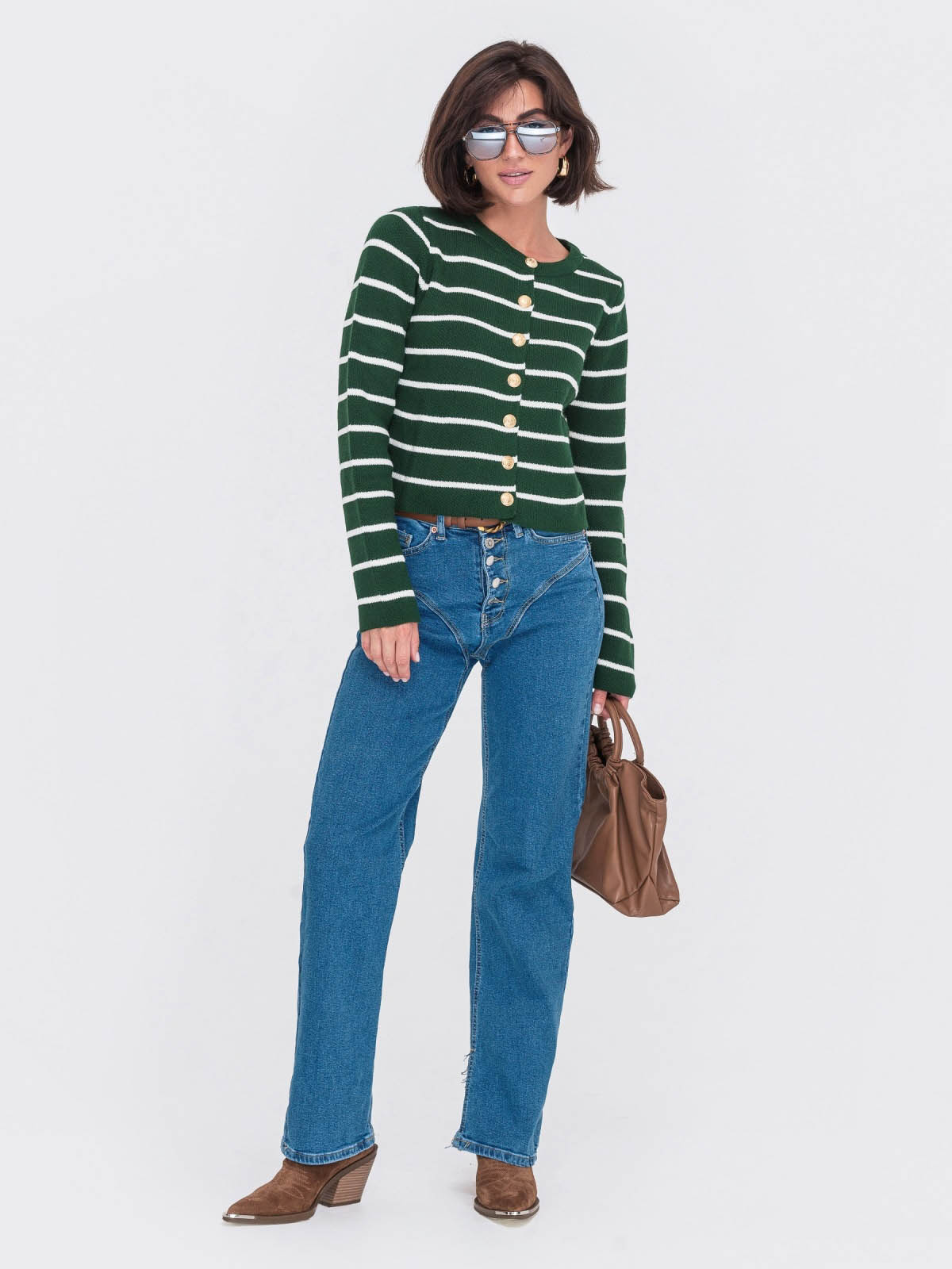 Кофта темно-зелена у смужку | 72912