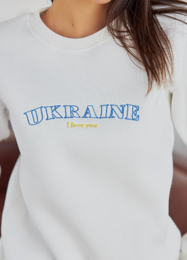 Світшот молочний з вишивкою Ukraine | 72724